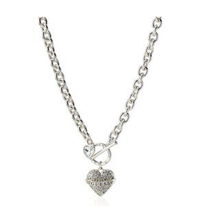 Women's Toggle Logo Charm Necklace, Silver